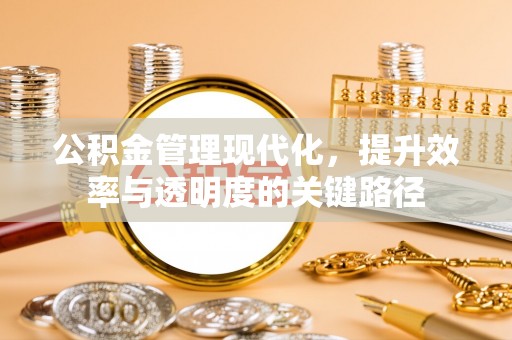 黎城公积金管理现代化，提升效率与透明度的关键路径